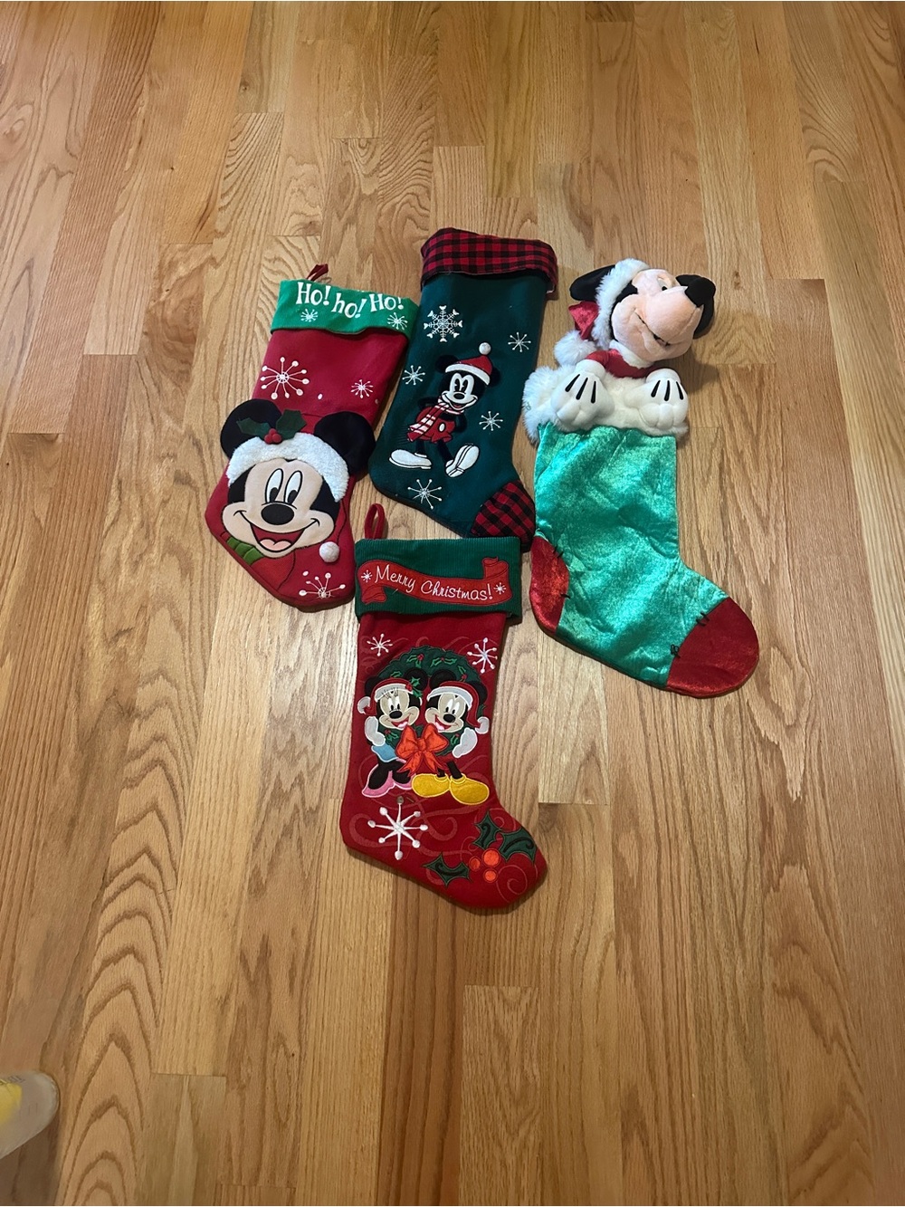 Disney Mickey & Friends Holiday Stocking Set - Red, Green & Teal